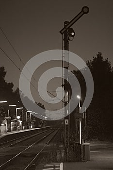 Platform and signals at night