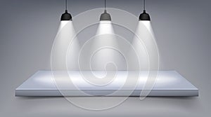 Platform spotlights. Stage with the lamps. isolated on background. Vector illustration.
