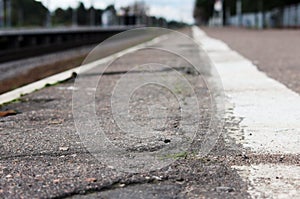 Platform the train station Baltic Station of Russian town Gatchina.