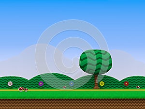 Platform Video game background 3D Illustration