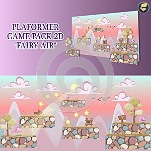 Platformer game pack 2D `Fairy air`
