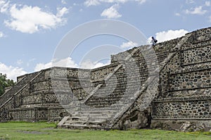 Platforms along the Avenue of the Dead showing the talud-tablero architectural style, in Teotihuacan, Mexico photo