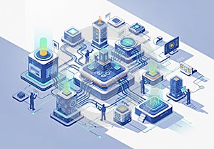 Platforms interconnected by lines, resembling a network or circuit