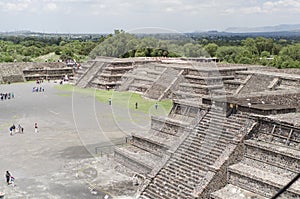 Pyramid of the Sun and square surrounded by platforms, in Teotihuacan, Mexico photo