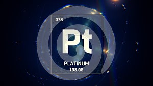 Platinum as Element 78 of the Periodic Table 3D illustration on blue background