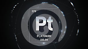 Platinum as Element 78 of the Periodic Table 3D illustration on silver background
