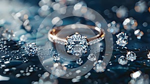 Platinum diamond ring with many diamonds on white background