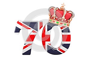 Platinum Jubilee of Elizabeth II, 70th anniversary of the accession of Queen Elizabeth II , 3D rendering