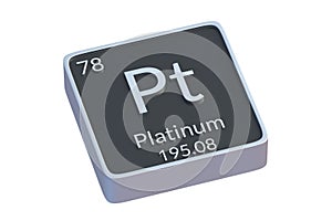 Platinum Pt chemical element of periodic table isolated on white background