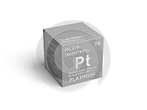 Platinum. Transition metals. Chemical Element of Mendeleev\'s Periodic Table. 3D illustration