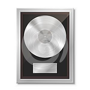 Platinum vinyl in frame on wall, Collection disc