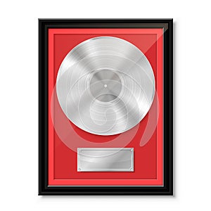 Platinum vinyl in frame on wall, Collection disc