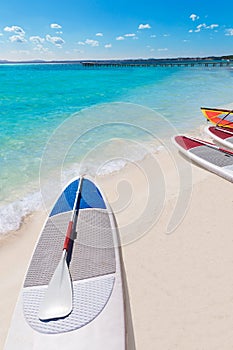 Platja de Alcudia beach Paddle surf board Mallorca photo