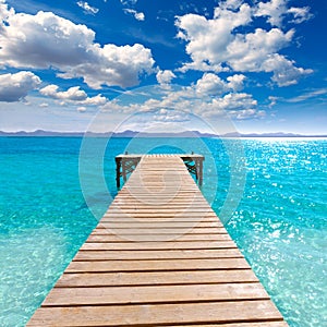 Platja de Alcudia beach pier in Mallorca Majorca