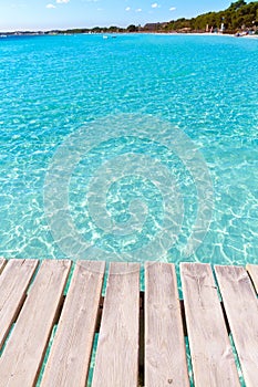 Platja de Alcudia beach pier in Mallorca Majorca