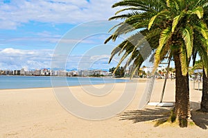 Platja Nova beach in Roses, Spain