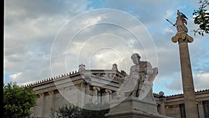 Plato and athena statues