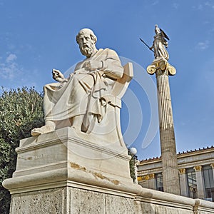 Plato the Greek philosopher and Athena