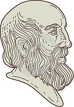 Plato Greek Philosopher Head Mono Line photo
