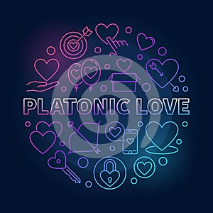 Platonic Love vector round colored outline illustration