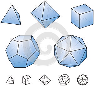 Platonic Solids with green surfaces photo