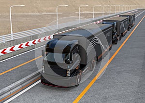 Platoon driving of autonomous hybrid trucks driving on highway