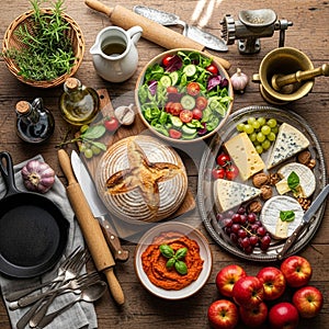 And a platter with assorted cheeses including blue cheese nuts