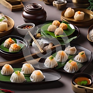 A platter of assorted dim sum, including dumplings and buns2 photo