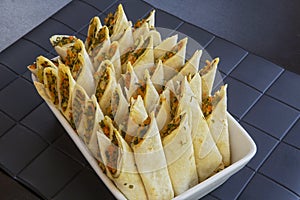 Platter of burritos, with vegan ingredients