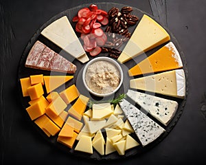 platter of cheese sliced different ways.