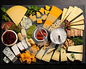 platter of cheese sliced different ways.