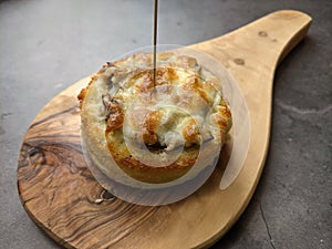 A platter of Cheesy Mushroom croustades or Cheesy Mushroom Discs