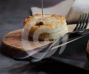 A platter of Cheesy Mushroom croustades or Cheesy Mushroom Discs