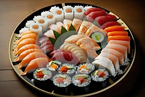 A Platter Of Fresh Sushi. Generative AI