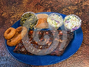 Platter of Memphis style ribs and sides