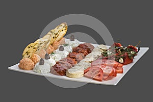 Platter of pates and appetizers