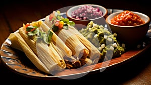 Platter of vibrant Mexican tamales