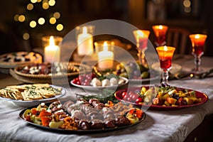 platters of hors doeuvres on a festive table