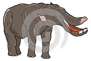 platybelodon elephant dinosaur ancient vector illustration transparent background