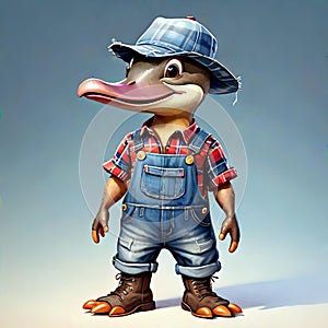 Platypus water animal funny smiling face job site work clothing