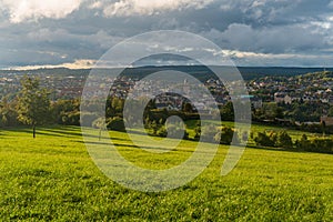 Plauen city in Germany during autumn evening