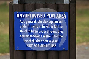 Play area warning sign.