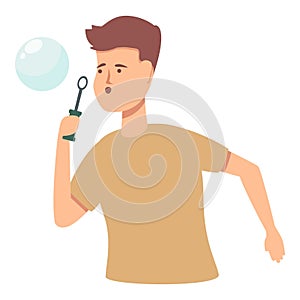Play blowing bubbles icon cartoon vector. Cute child