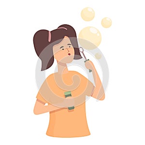 Play blowing bubbles icon cartoon vector. Kid soap