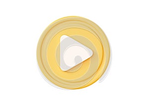 Play button 3d render icon - music or video circle with arrow, round sound sign for tv and camera