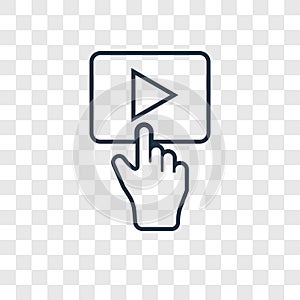 Play button concept vector linear icon isolated on transparent b