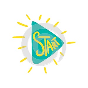 Play button flat color vector illustration