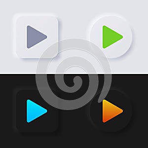 Play button icon, Arrow Icon set, Multicolor neumorphism button soft UI Design.