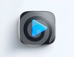 Play Button Icon on Dark Square Background for App or Ui Design