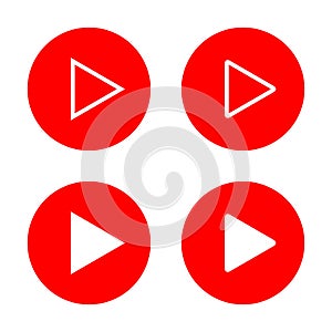Play button icon in flat style. Video player concept
